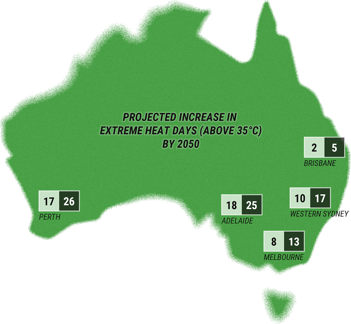 Australia Extreme Heat Days Map